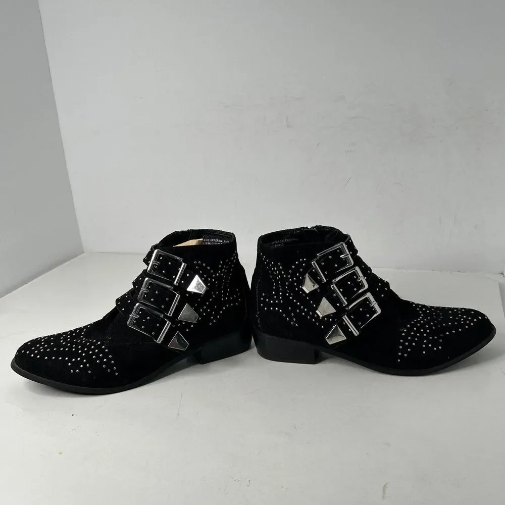 Women's  Diba True  Studded Black Leather Ankle Boots‎ Sz 8.5M EUC